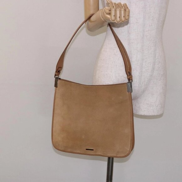 GUCCI Shoulder Bag Suede Beige Silver - Picture 1 of 16